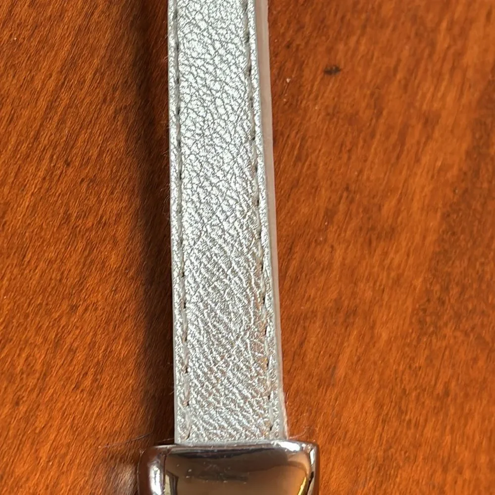 NEW. Chico's Vegan Adjustable Belt in Silver - M/L